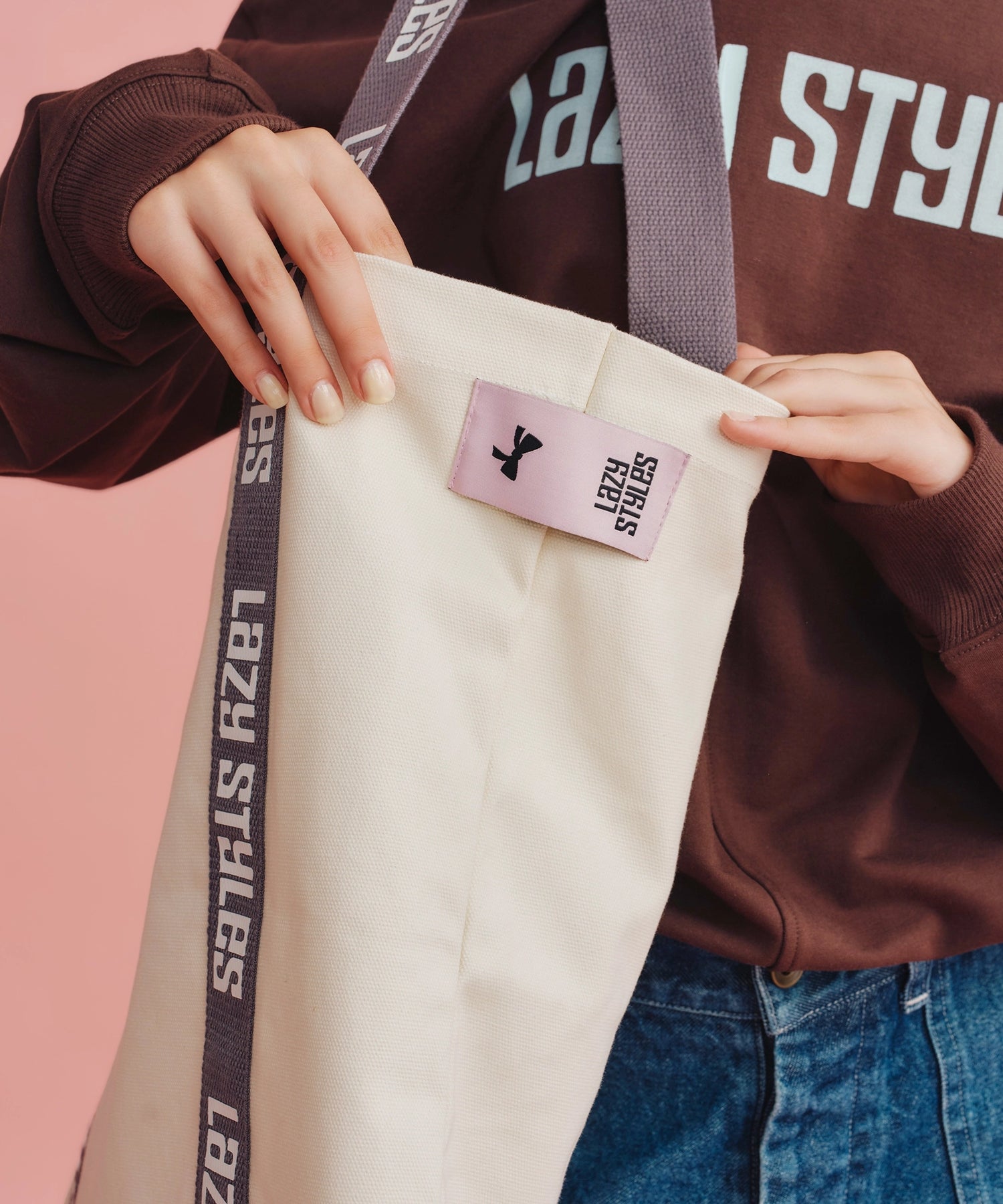 Handle Logo Tote bag | ハンドルロゴ トートバッグ Lazy Styles | Official Online Store